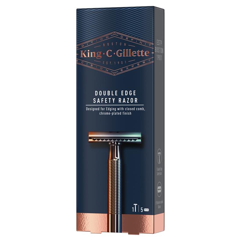 Load image into Gallery viewer, King C Gillette Double Edge Safety Razor + 5 Razor Blades
