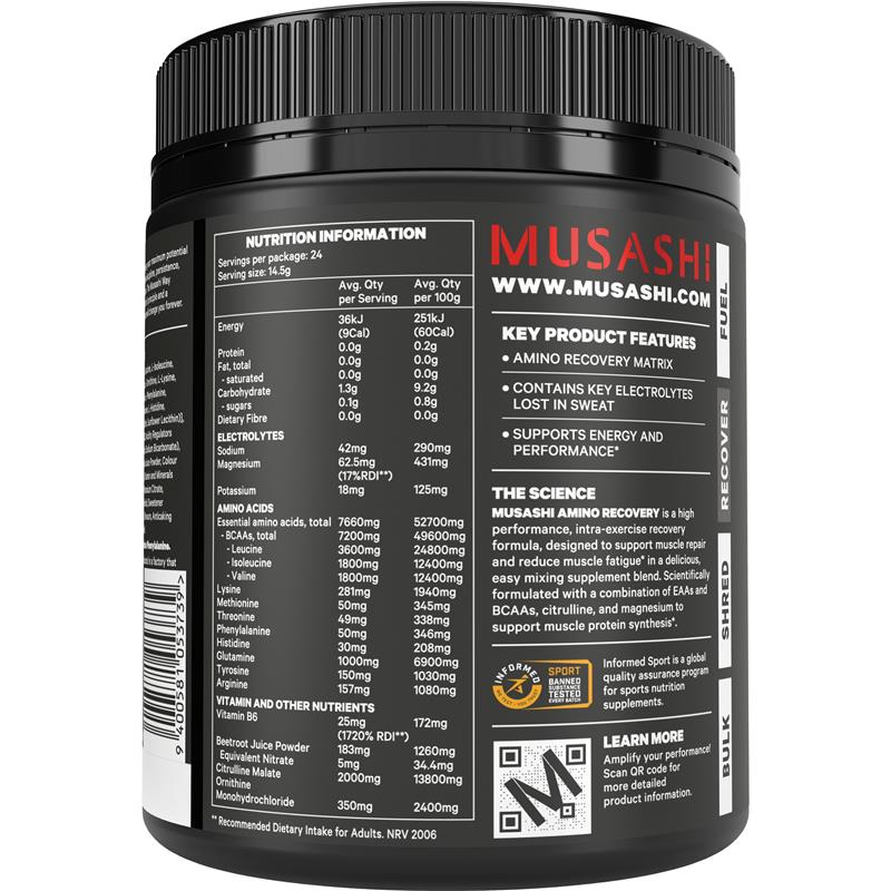 Load image into Gallery viewer, Musashi Amino Recovery Purple Grape 350g
