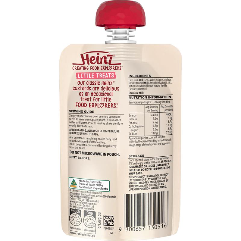Load image into Gallery viewer, Heinz Strawberry &amp; Vanilla Custard Pouch 120g
