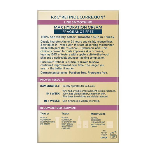 RoC Retinol Correxion Line Smoothing Max Hydration Cream Fragrance Free 48g