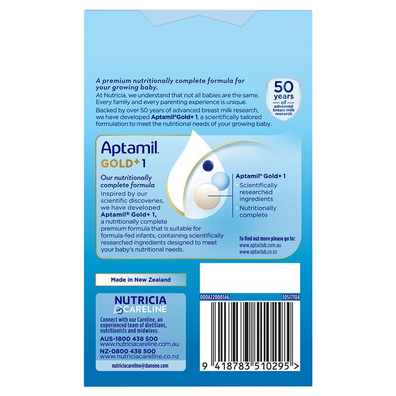 Load image into Gallery viewer, Aptamil Gold+ 1 Baby Infant Formula Powder Sachets From Birth to 6 Months 5 Pack 22.5g
