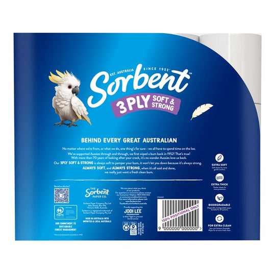 Sorbent Toilet Tissue Silky White 3PLY 24 Pack
