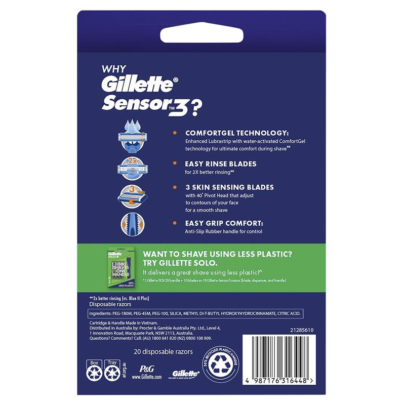 Load image into Gallery viewer, Gillette Sensor 3 Disposables 20pk
