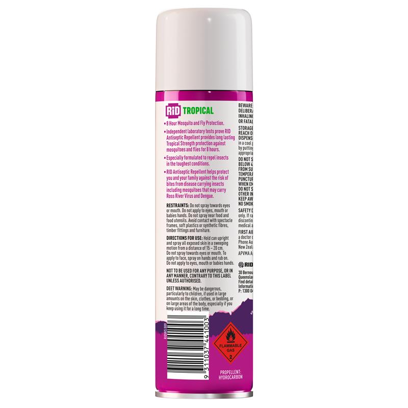 Load image into Gallery viewer, Rid Tropical Strength Medicated Insect Repellent Aerosol 150g
