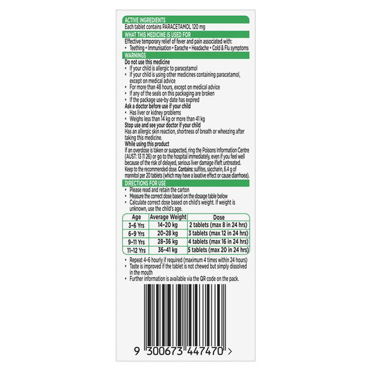 Panadol Children Chewable Tablets 3 Years+ 24 Tablets