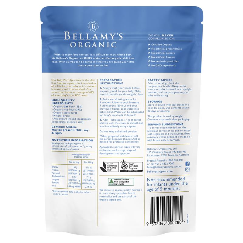 Load image into Gallery viewer, Bellamy's Organic Baby Porridge 125g
