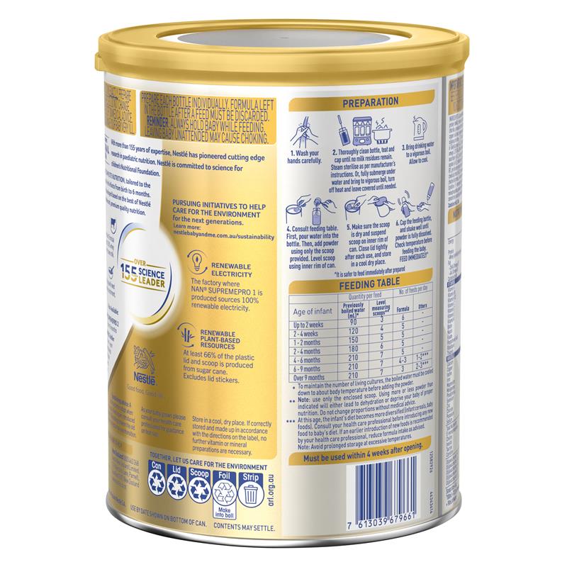 Load image into Gallery viewer, Nestle NAN SUPREMEpro 1 Premium Starter Baby Infant Formula Powder, From Birth – 800g
