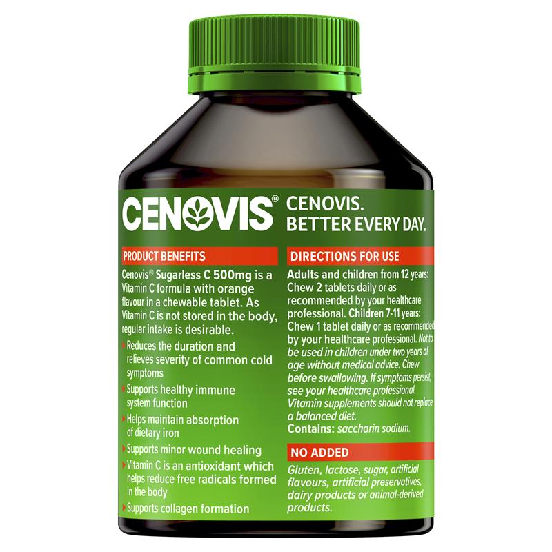 Load image into Gallery viewer, Cenovis Sugarless C 500mg 300 Orange Flavour Chewable Tablets

