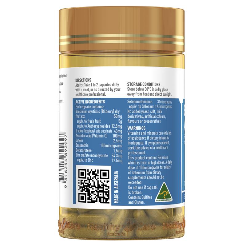 Load image into Gallery viewer, Healthy Care Bilberry &amp; Lutein 120 Capsules
