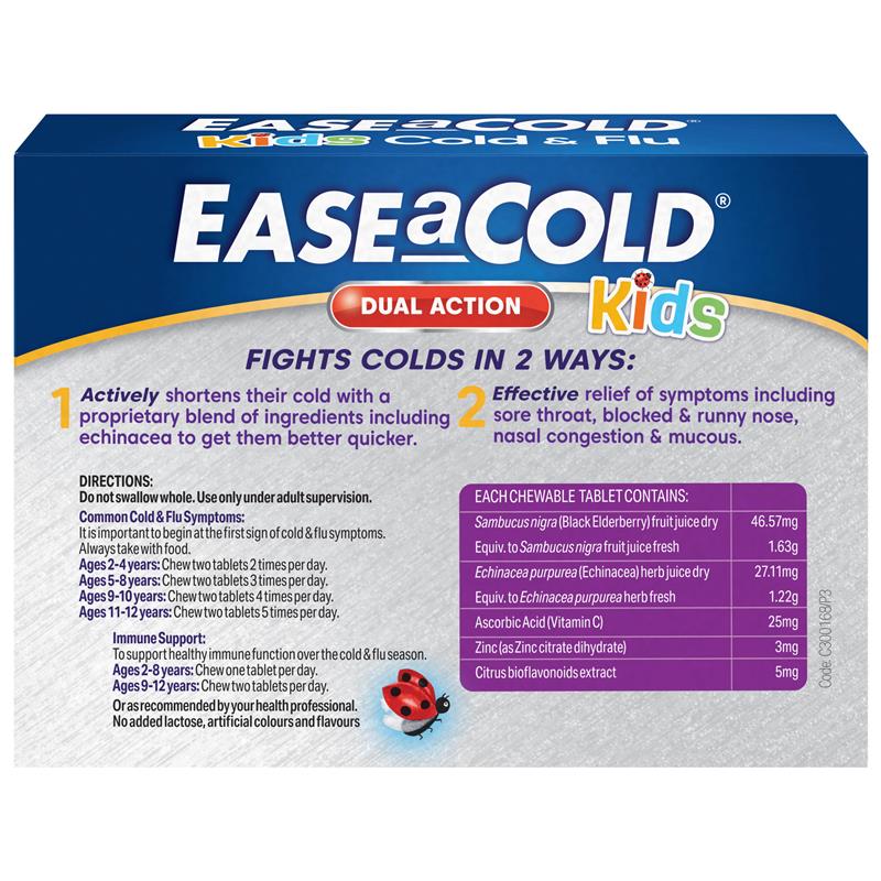 Load image into Gallery viewer, Ease a Cold &amp; Flu Kids Berry 24 Chewable Tablets
