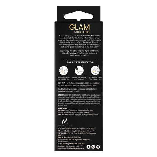 Glam By Manicare Press On Nails French Pink Short Square French Kit