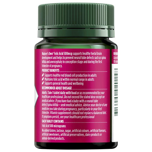 Nature's Own Folic Acid 500mcg 120 Tablets