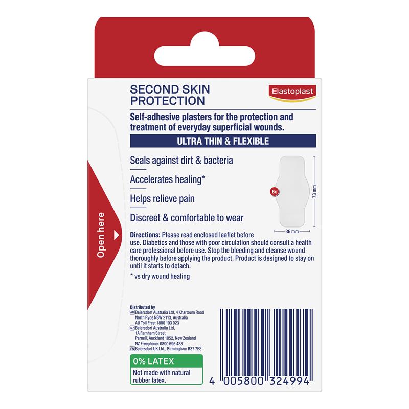Load image into Gallery viewer, Elastoplast Second Skin Protection Strips 3.6cm x 7.3cm 6 Pack
