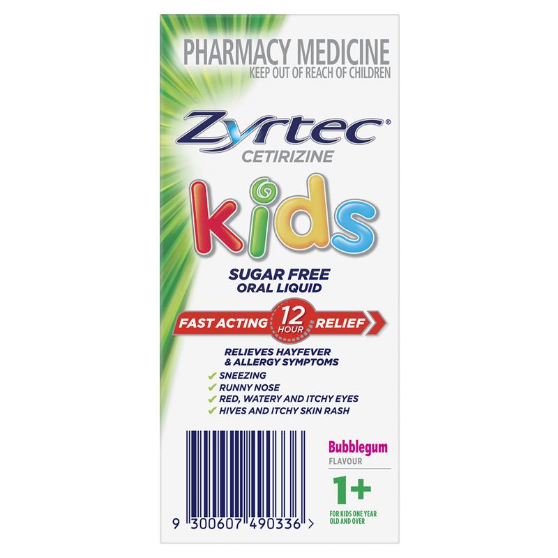 Load image into Gallery viewer, Zyrtec Kids Antihistamine Allergy &amp; Hayfever Oral Liquid Bubblegum 60ml

