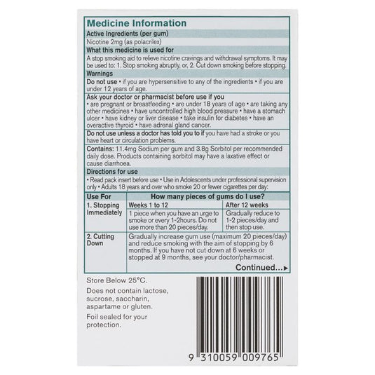 Nicorette Quit Smoking Regular Strength Nicotine Gum Classic 30 Pack