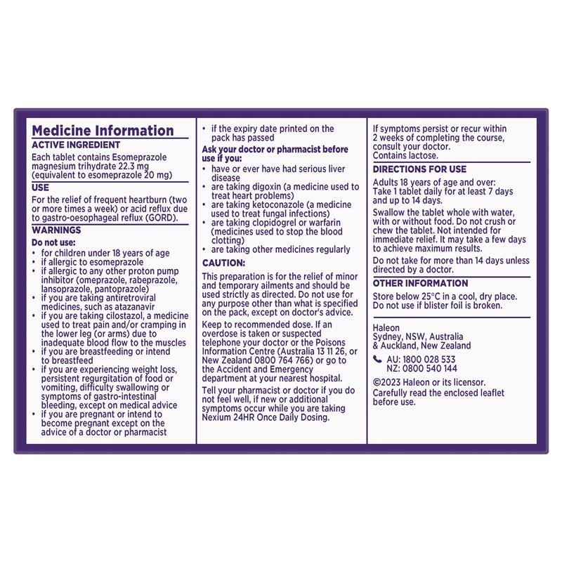 Load image into Gallery viewer, Nexium 24hr Heartburn &amp; Acid Reflux Relief 20mg 14 Tablets
