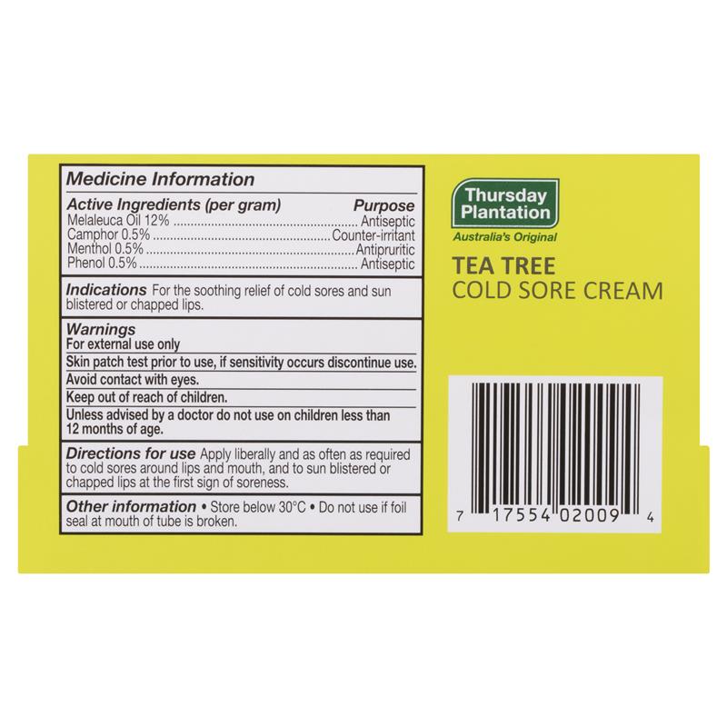Load image into Gallery viewer, Thursday Plantation Tea Tree Cold Sore Cream 10g
