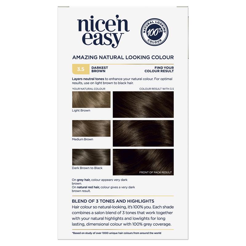 Load image into Gallery viewer, Clairol Nice N Easy 3.5 Darkest Brown Permanent Hair Colour
