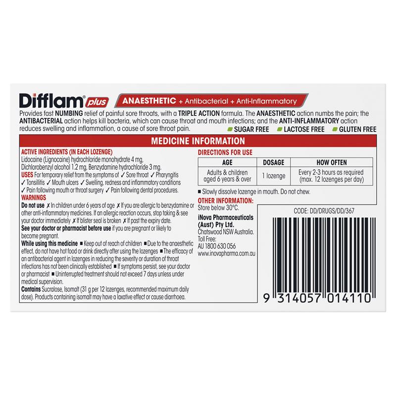 Load image into Gallery viewer, Difflam Plus Anaesthetic Sugar Free Pineapple &amp; Lime 16 Lozenges
