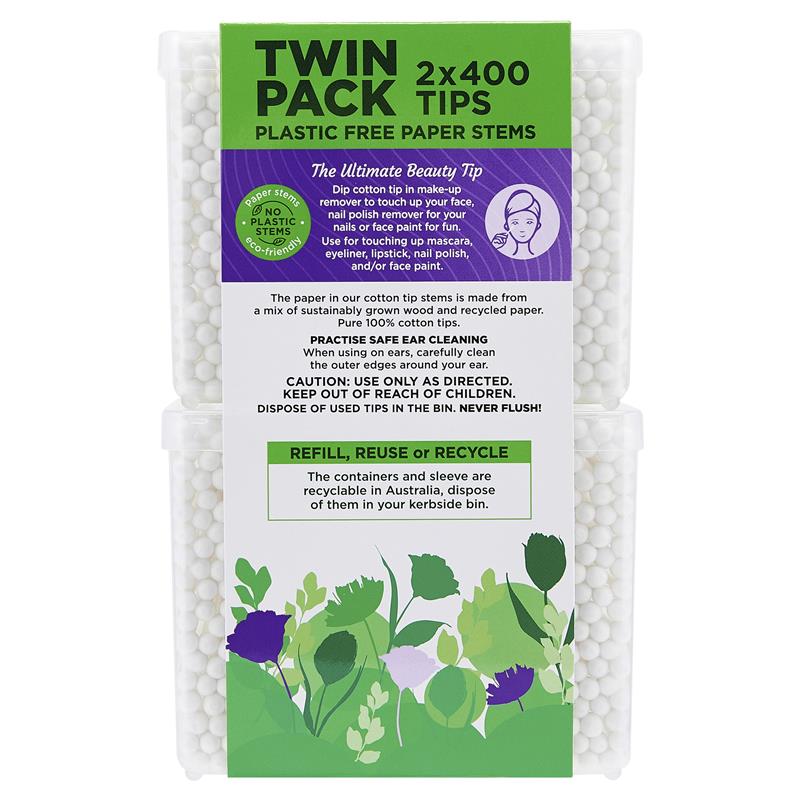 Load image into Gallery viewer, Swisspers Earth Kind Cotton Tips With Paper Stems Twin Pack 2x400 Pack
