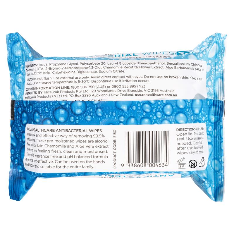 Load image into Gallery viewer, Ocean Antibacterial Wipes 30 Pack
