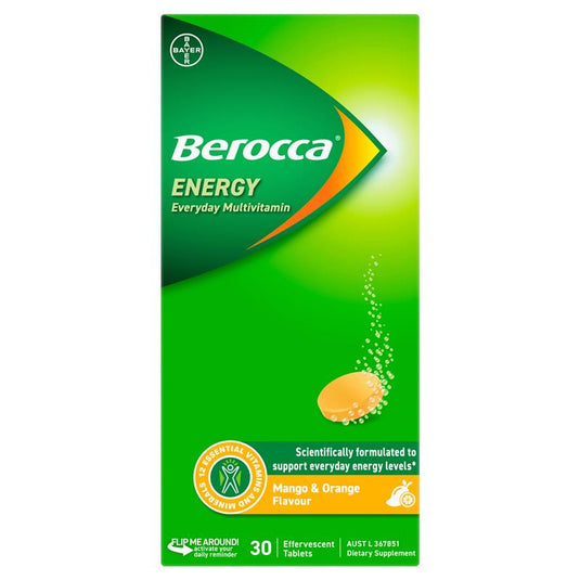 Berocca Energy Mango And Orange 30 Effervescent Tablets