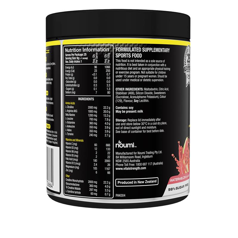 Load image into Gallery viewer, Vital Strength Pump Pre Workout Non-Stimulant Watermelon 225g
