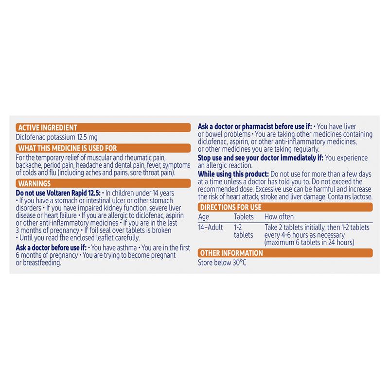 Load image into Gallery viewer, Voltaren Rapid 12.5, Pain Relief Tablets 10
