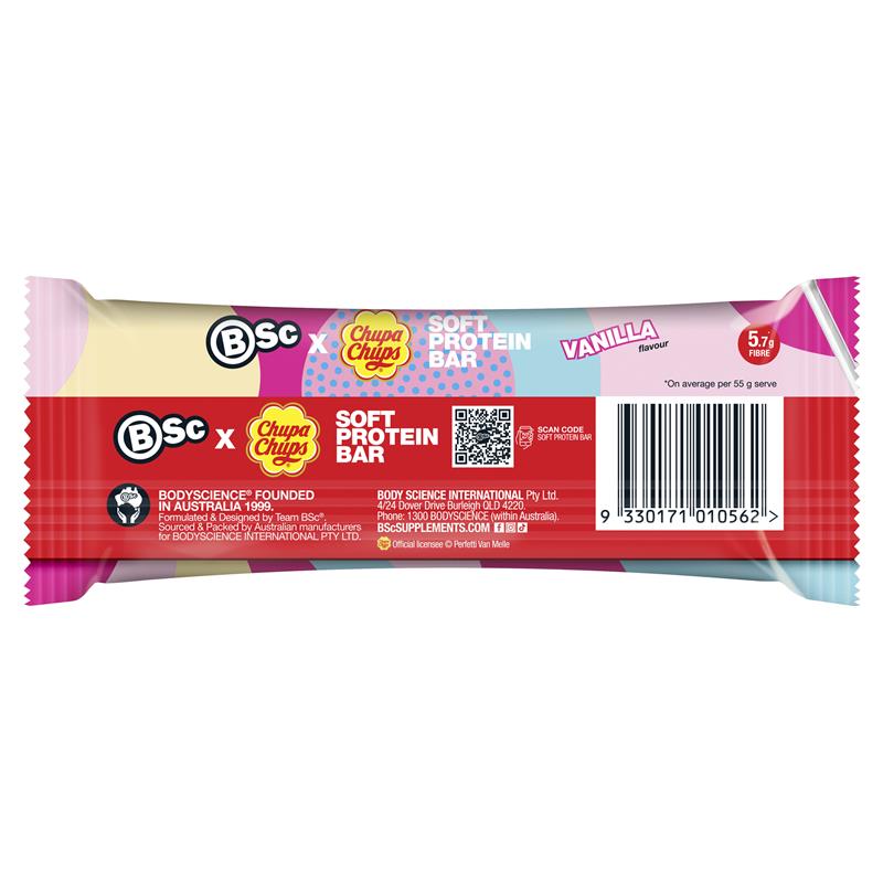Load image into Gallery viewer, BSc x Chupa Chups Soft Protein Bar Vanilla 55g
