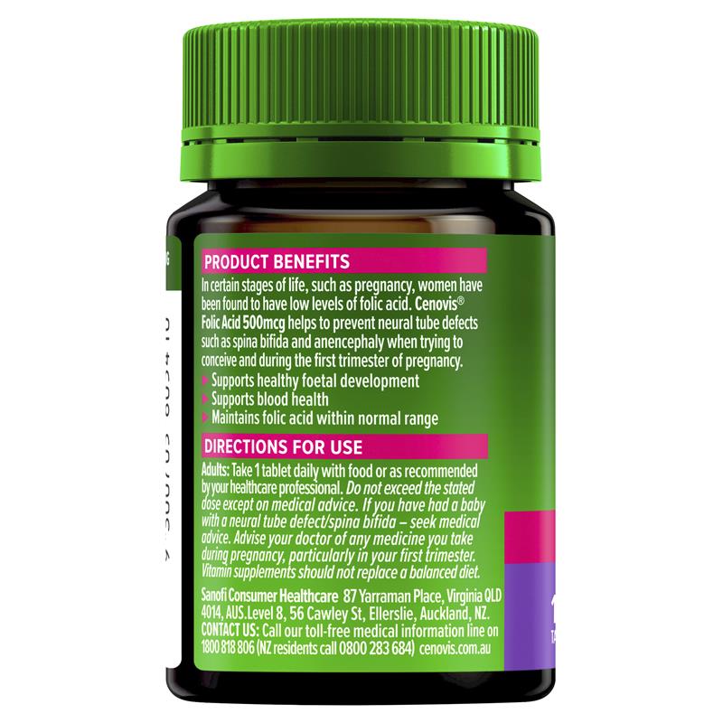 Load image into Gallery viewer, Cenovis Folic Acid 500mcg 150 Tablets

