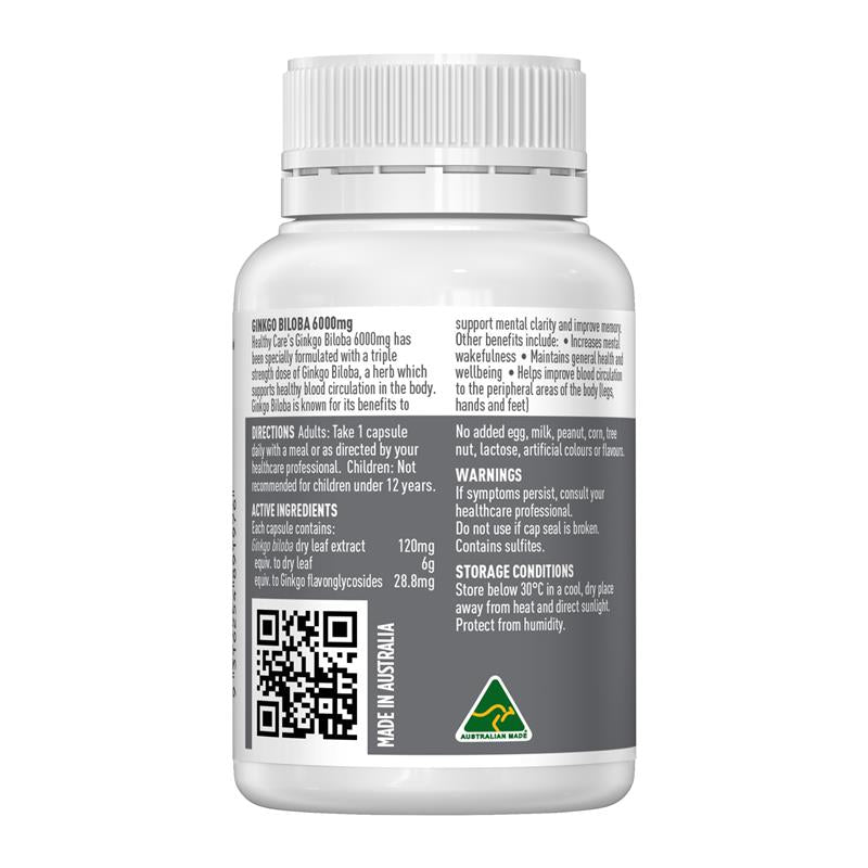 Load image into Gallery viewer, Healthy Care Ginkgo Biloba 6000mg 60 Capsules
