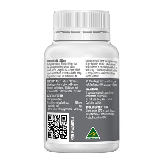 Healthy Care Ginkgo Biloba 6000mg 60 Capsules