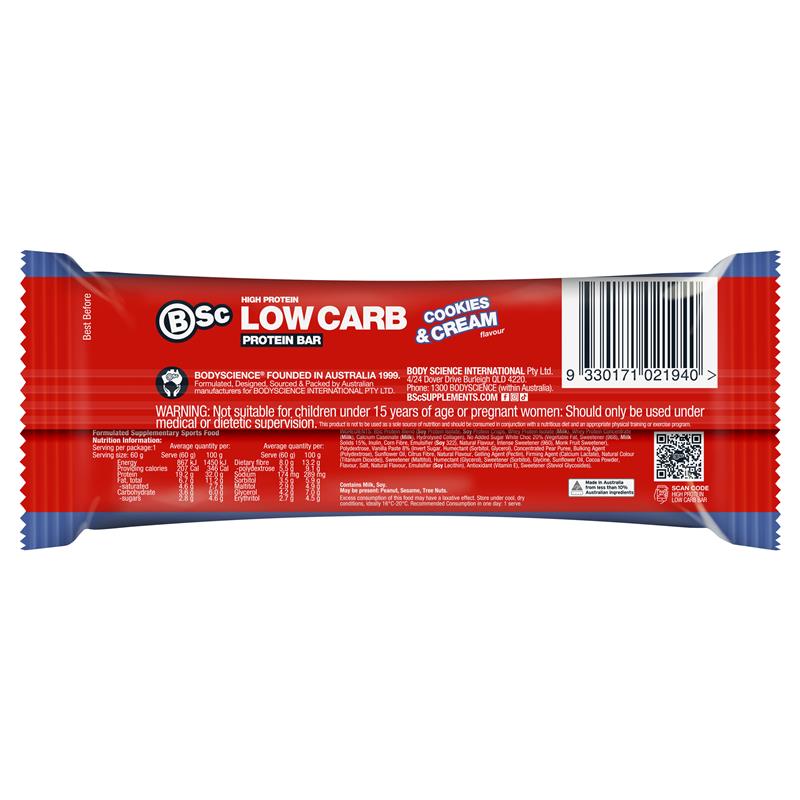Load image into Gallery viewer, BSc High Protein Low Carb Bar Cookies &amp; Cream 60g
