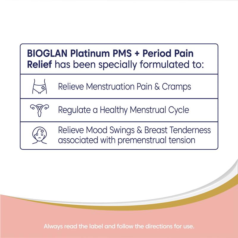 Load image into Gallery viewer, Bioglan Platinum PMS &amp; Period Pain Relief 60 Tablets
