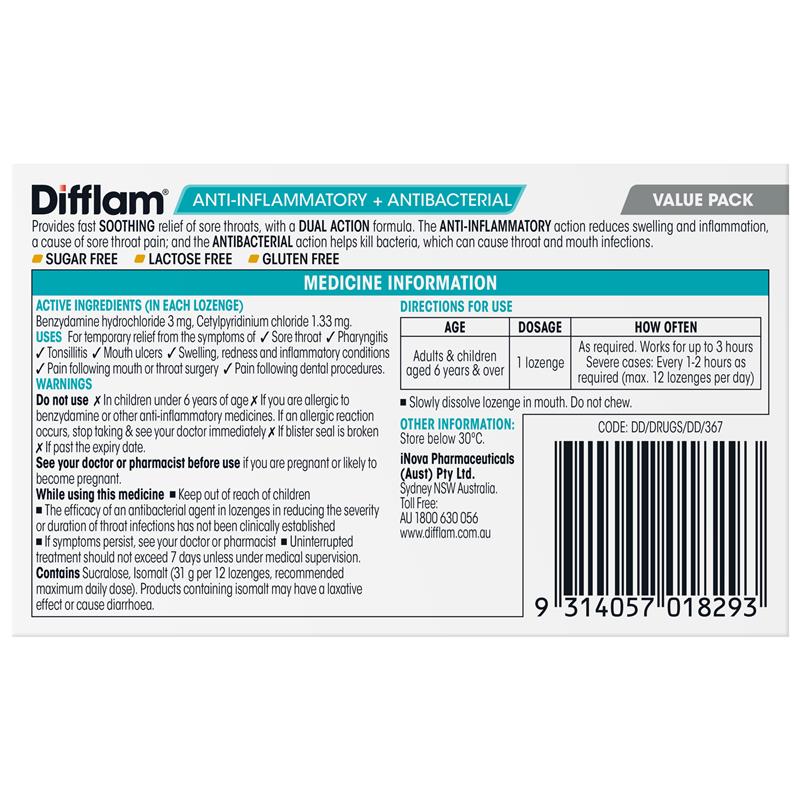 Load image into Gallery viewer, Difflam Sore Throat Sugar Free Honey And Lemon 32 Lozenges
