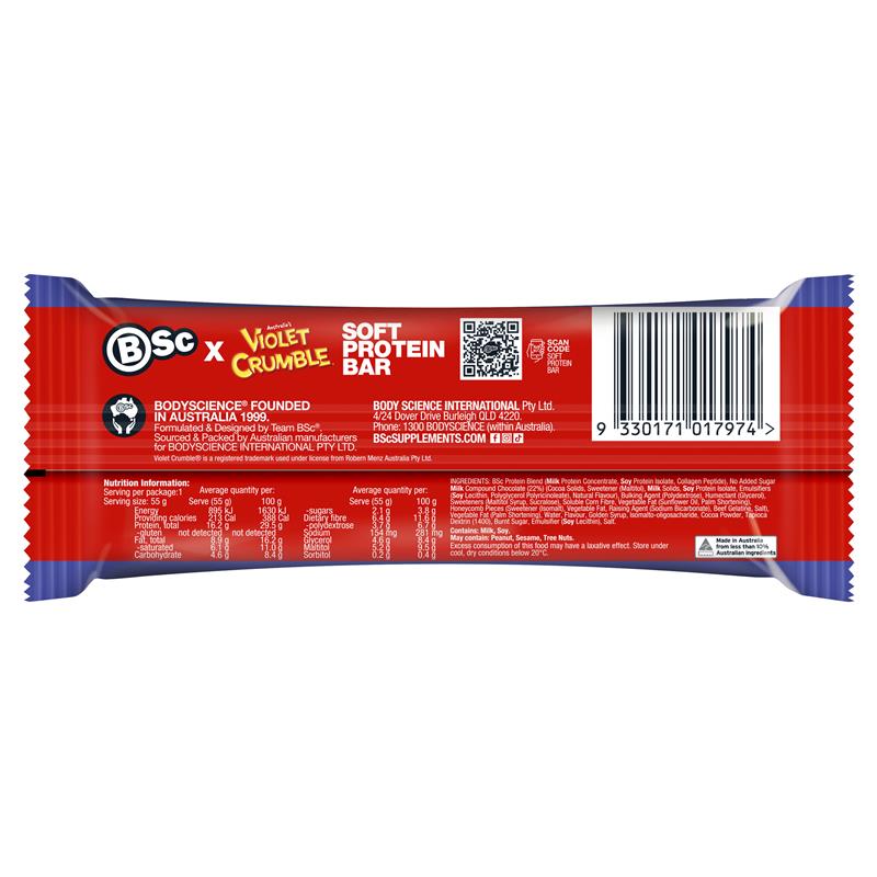 Load image into Gallery viewer, BSc x Violet Crumble Soft Protein Bar Chocolate Honeycomb 55g
