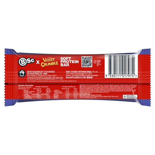 BSc x Violet Crumble Soft Protein Bar Chocolate Honeycomb 55g