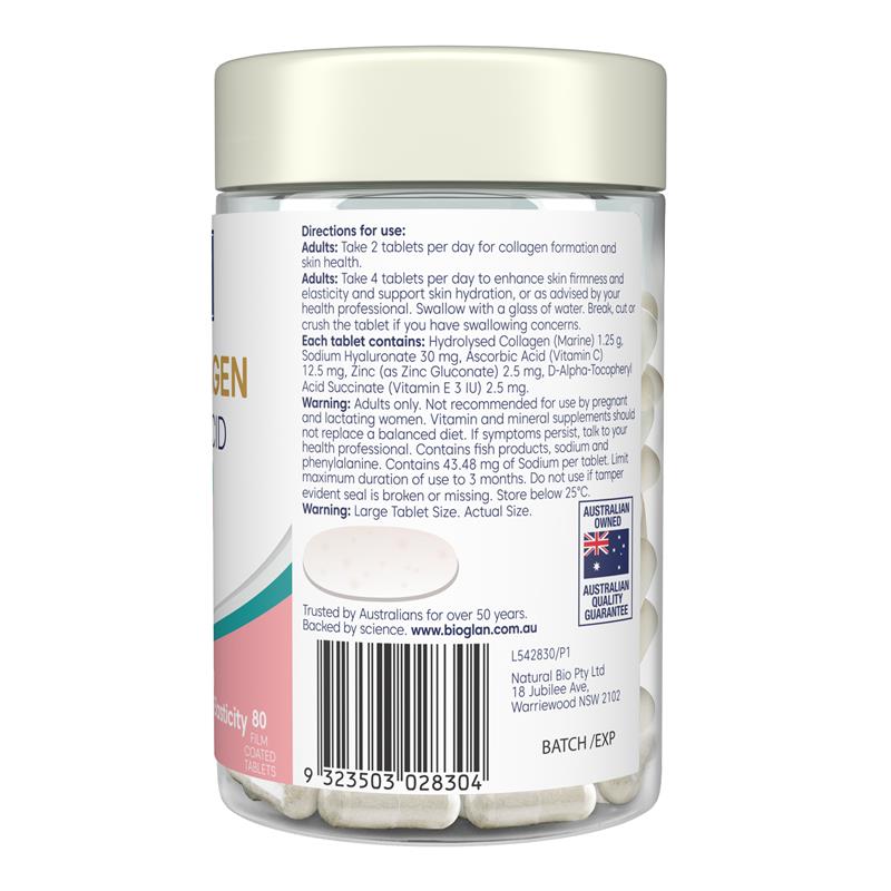 Load image into Gallery viewer, Bioglan Marine Collagen + Hyaluronic Acid 80 Tablets
