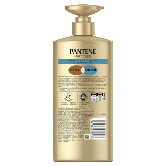 Pantene Miracles Hyaluron Clarify & Hydrate Silicone-Free Shampoo 650ml