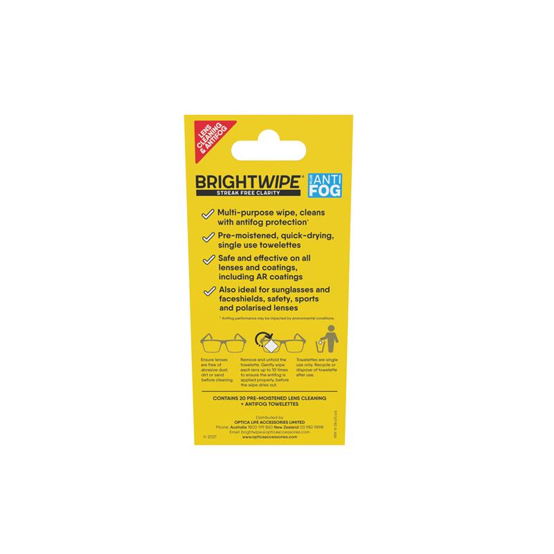 Load image into Gallery viewer, BrightWipe Lens Cleaning Antifog Wipes 20 Pack
