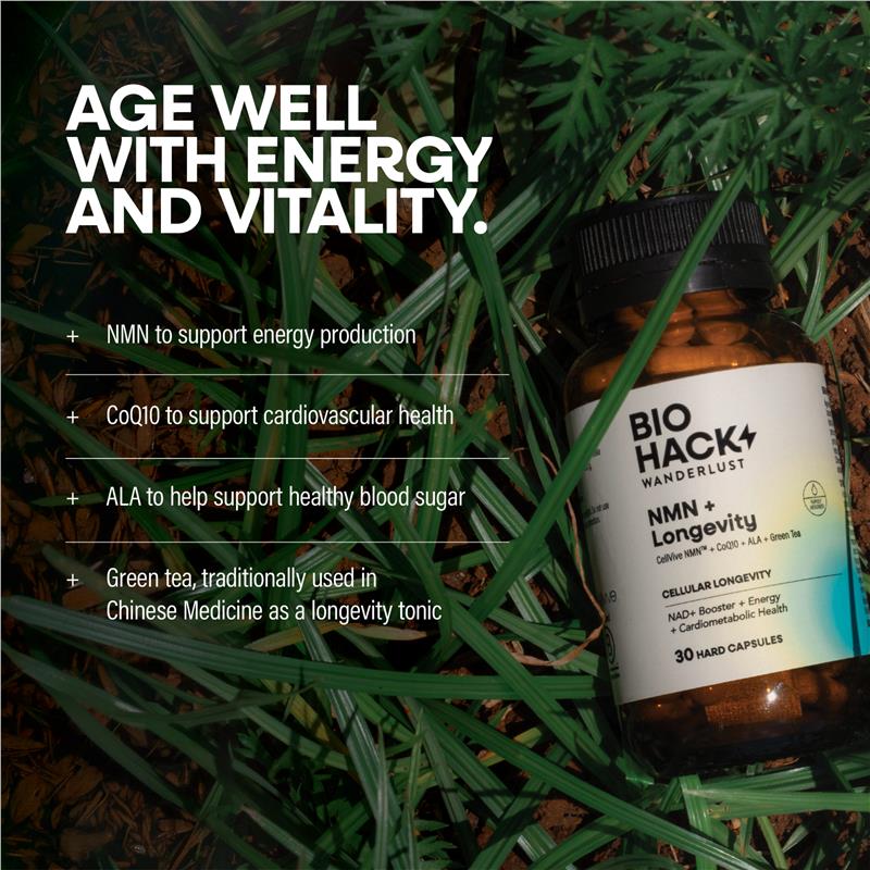 Load image into Gallery viewer, BioHack Wanderlust NMN + Longevity 30 Capsules
