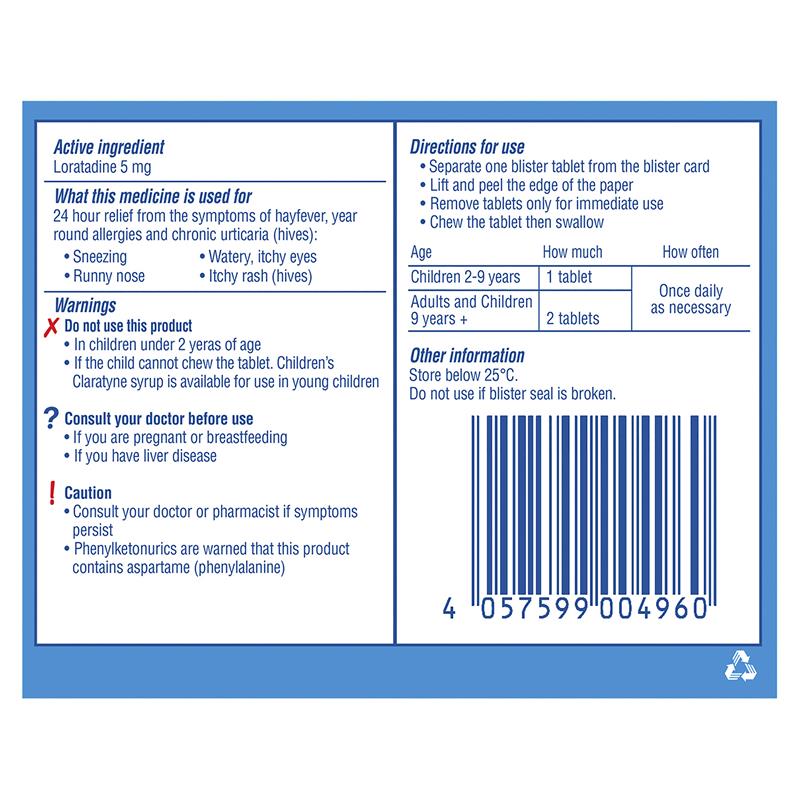 Load image into Gallery viewer, Children's Claratyne Allergy &amp; Hayfever Relief Antihistamine For Kids Bubblegum Flavoured Chewable Tablets 30 pack
