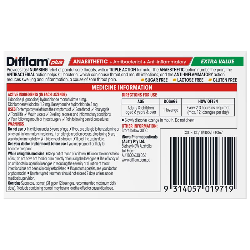 Load image into Gallery viewer, Difflam Sore Throat Sugar Free Honey And Lemon 48 Lozenges
