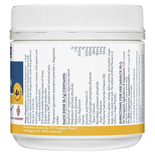 Ethical Nutrients Mega Magnesium 200g Powder Raspberry