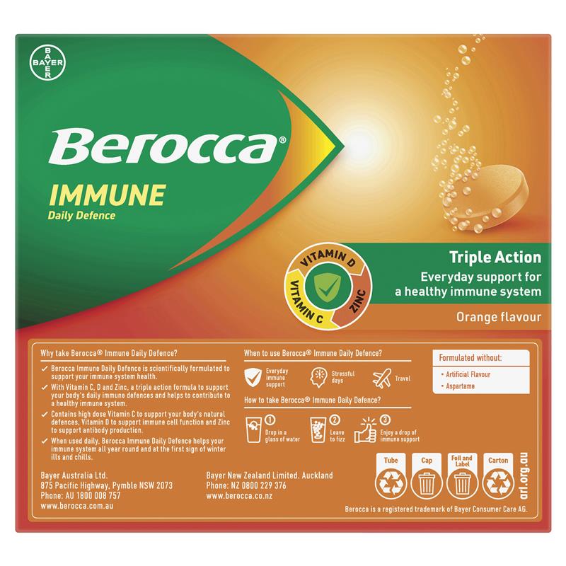 Load image into Gallery viewer, Berocca Immune Daily Defence Orange 60 Effervescent Tablets Exclusive Size
