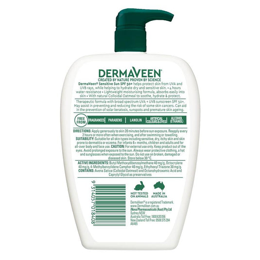 Dermaveen Sensitive Sun SPF 50+ Moisturising Face & Body Cream 500g
