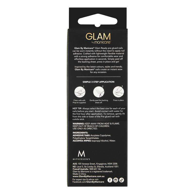 Load image into Gallery viewer, Glam By Manicare Glam Ready Pre-Glued Nails My Snow Bunny 30 Pieces
