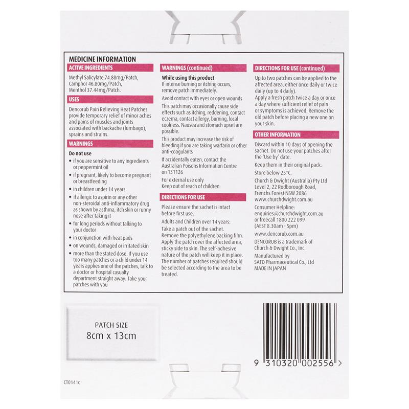 Load image into Gallery viewer, Dencorub Pain Relieving Heat Patch 3 Pack
