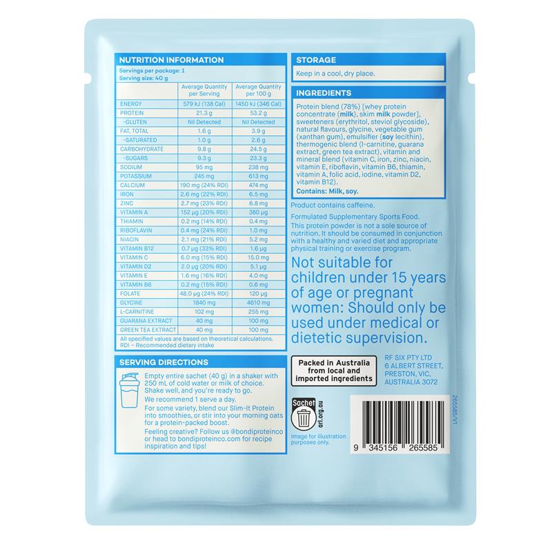 Load image into Gallery viewer, Bondi Protein Co Slim It Protein Vanilla Sachet 40g
