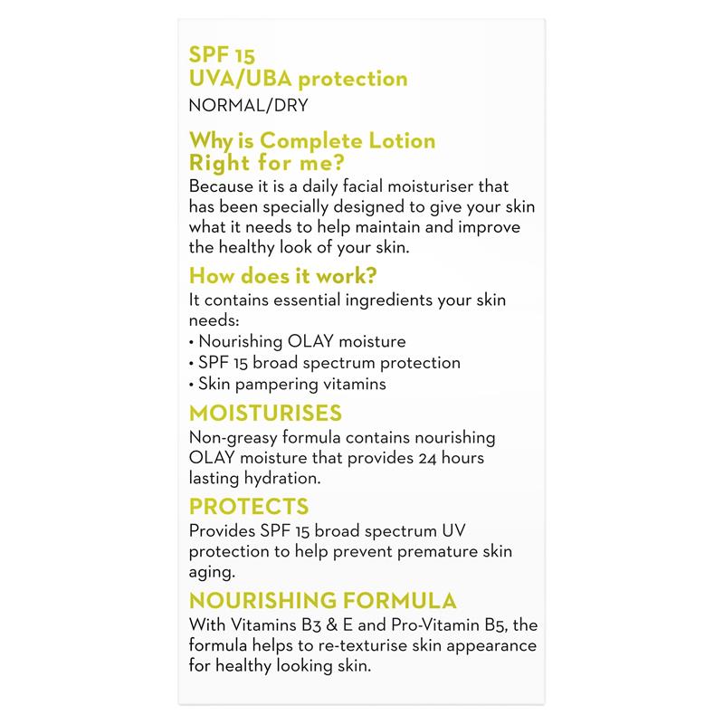 Load image into Gallery viewer, Olay Complete UV Protection Moisturiser Lotion Normal/Dry SPF15 150mL
